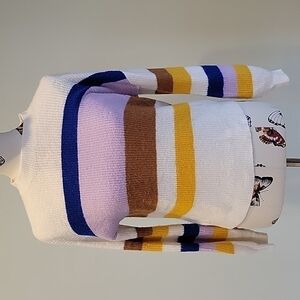 EXPRESS purple, brown, blue, white, yellow striped sweater.  Size is XS.